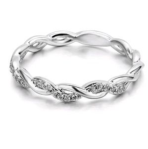 SILVER TWISTED DIAMOND RING, JEWELRY 925 SILVER